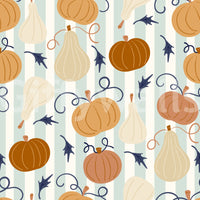 Autumn Harvest Striped Pumpkin Motif Wallpaper⁠