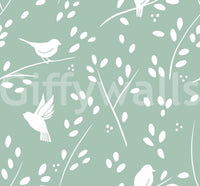 Lush Green Winter Forest Birds Wallpaper⁠