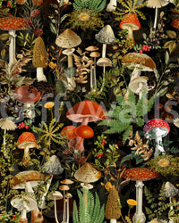 Vintage Woodland Mushroom Harvest Wallpaper⁠
