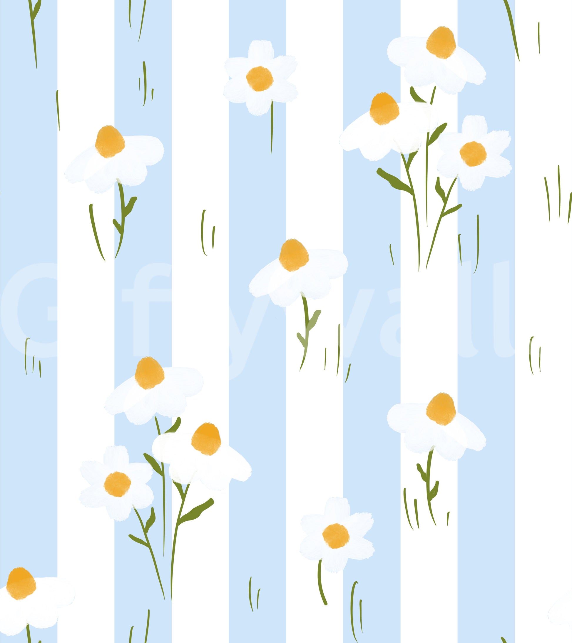 Striped Meadow Daisies Wallpaper⁠
