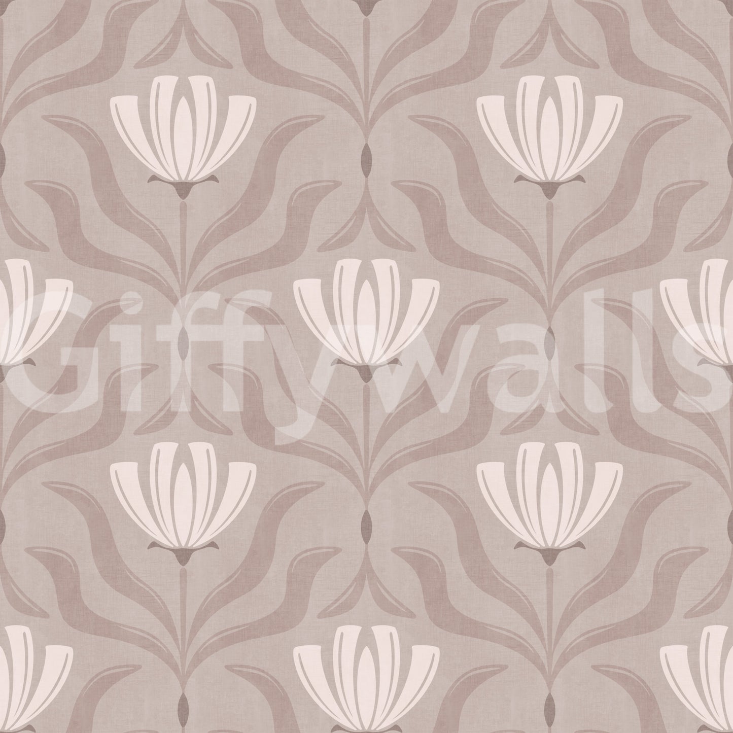 Minimalist Botanical Blossom Taupe Wallpaper⁠