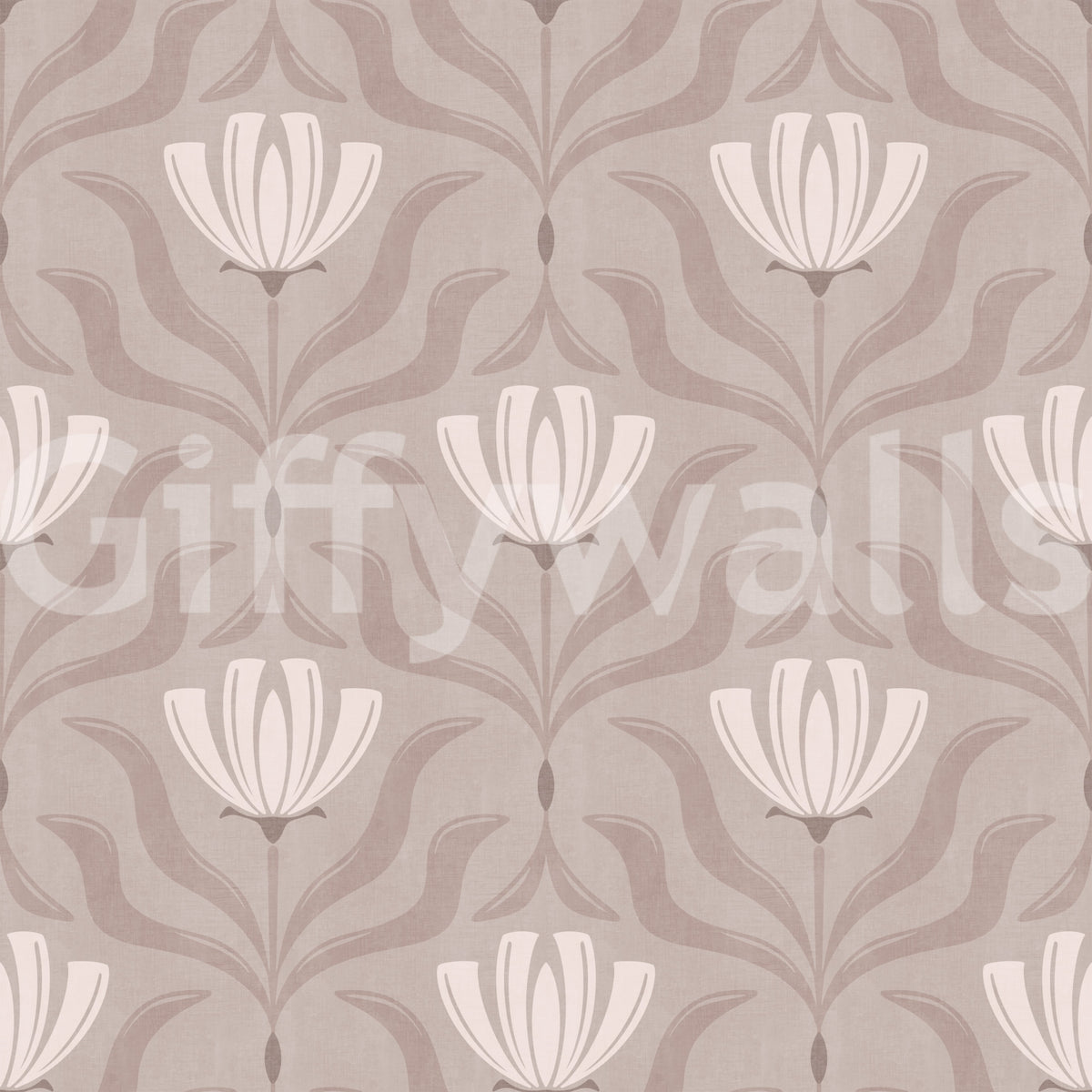 Minimalist Botanical Blossom Taupe Wallpaper⁠