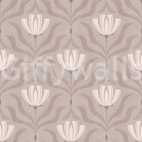 Minimalist Botanical Blossom Taupe Wallpaper⁠