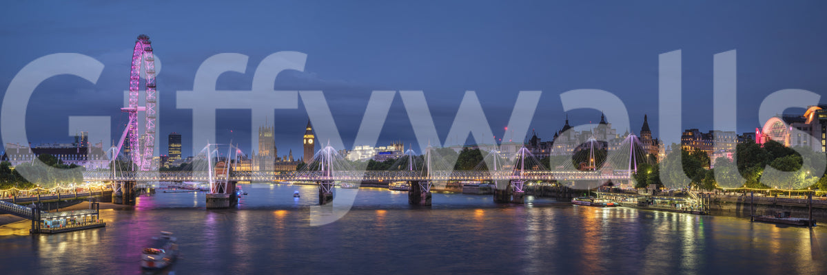 Evening Lights over the River Thames Wall Mural
