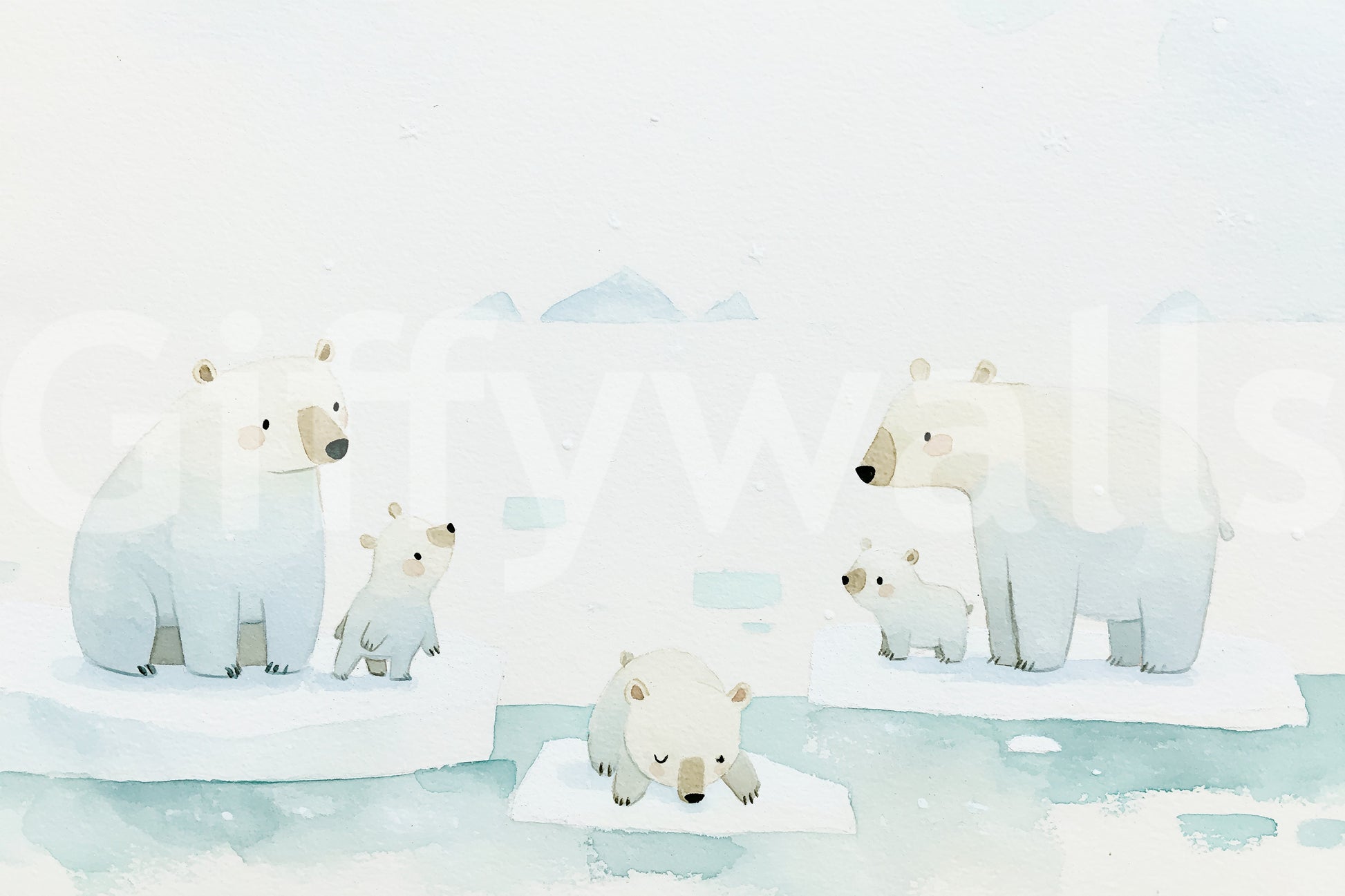 Arctic Polar Bear Family Wall Mural