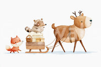 Winter Forest Friends Sleigh Ride Wall Mural