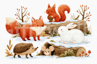 Winter Forest Friends Wall Mural