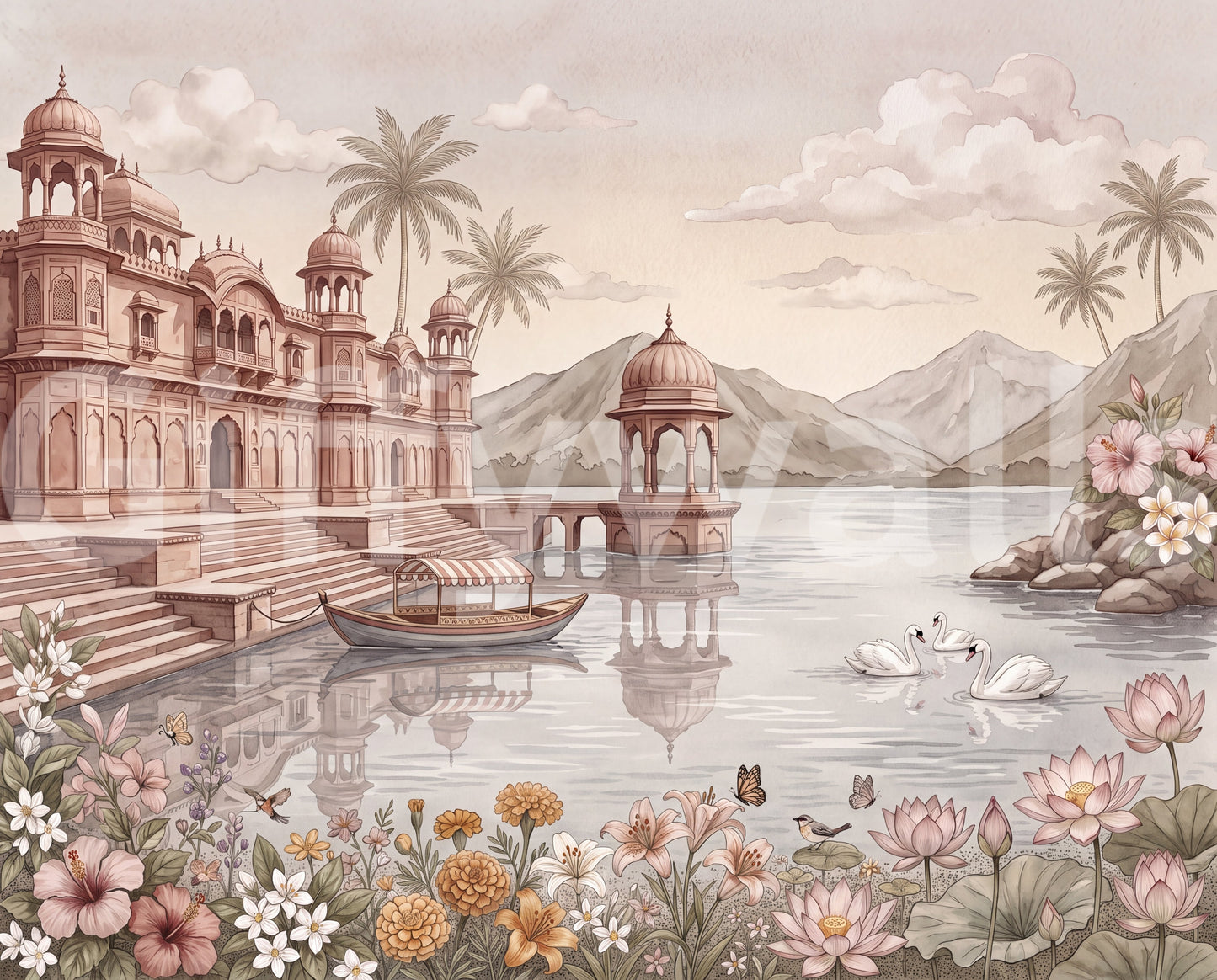 The Swan Lake Palace Wall Mural - RJM05