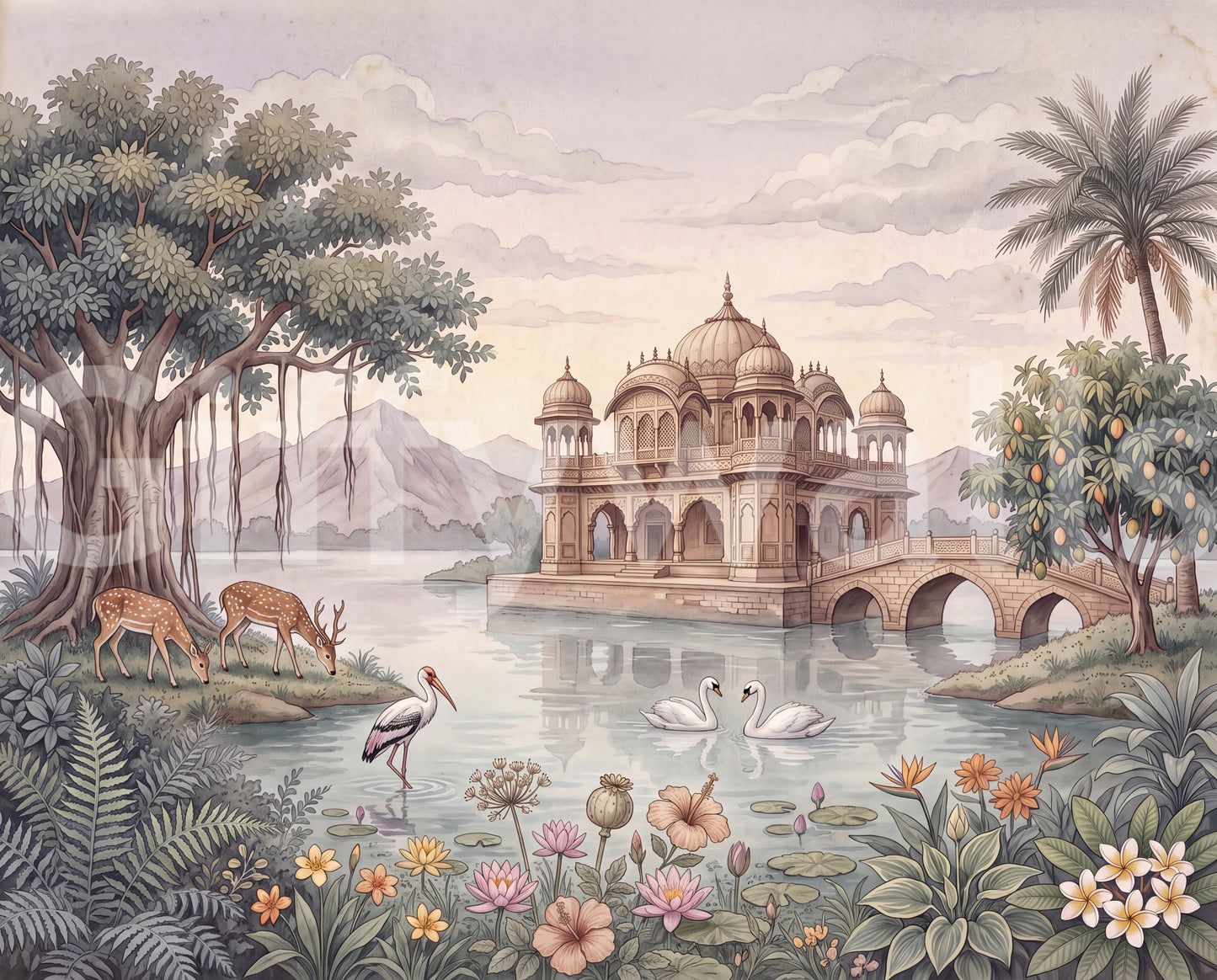 The Enchanted Lake Palace Wall Mural - RJM10