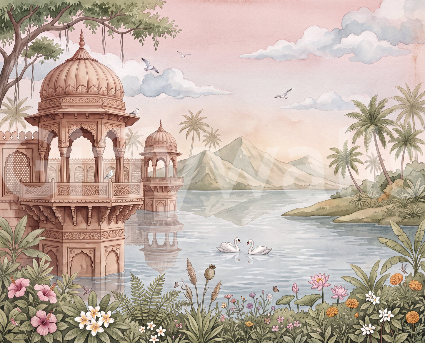 The Swan Lake Pavilion Wall Mural - RJM10