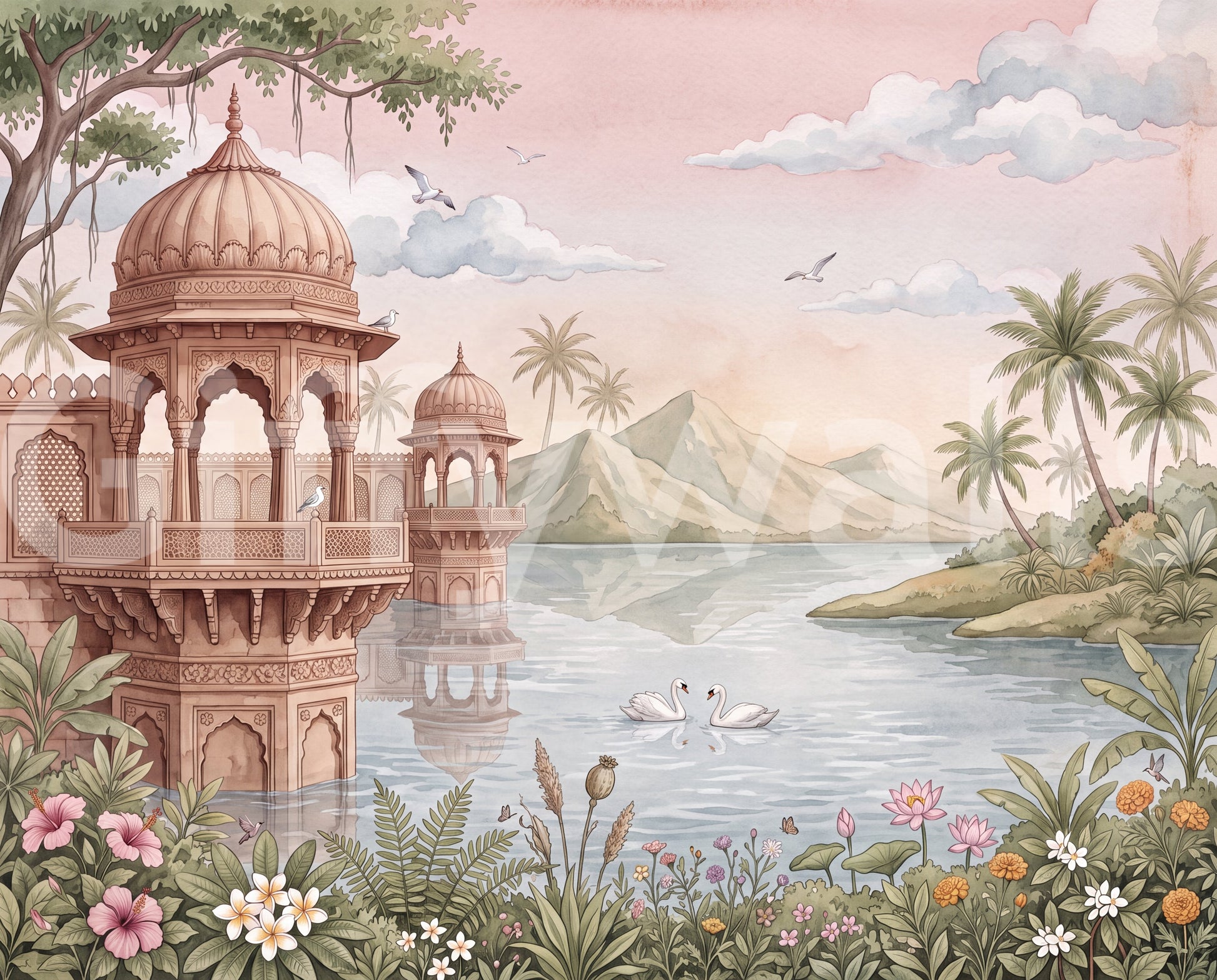 The Swan Lake Pavilion Wall Mural - RJM10