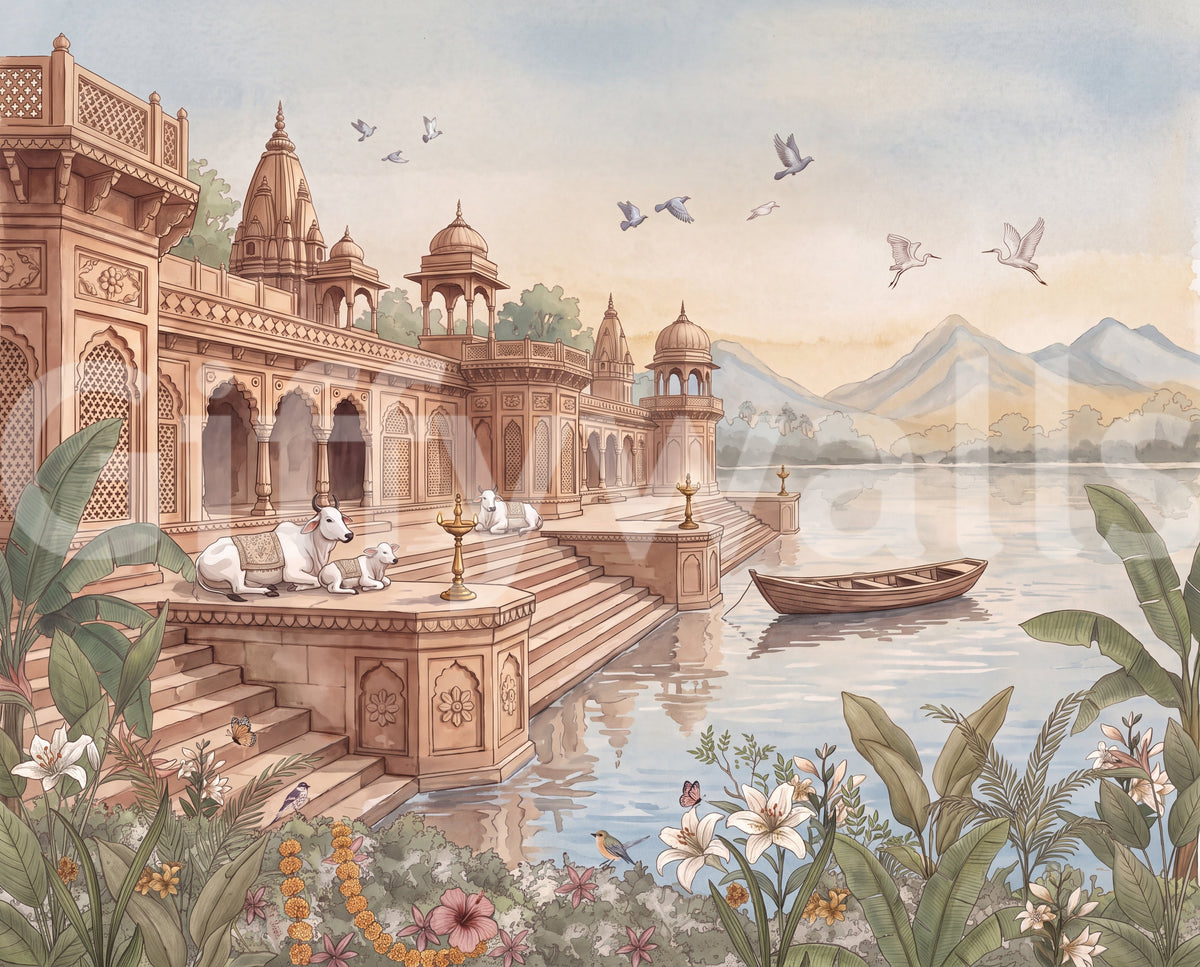 The Sacred Ghats at Dawn Wall Mural - RJM11