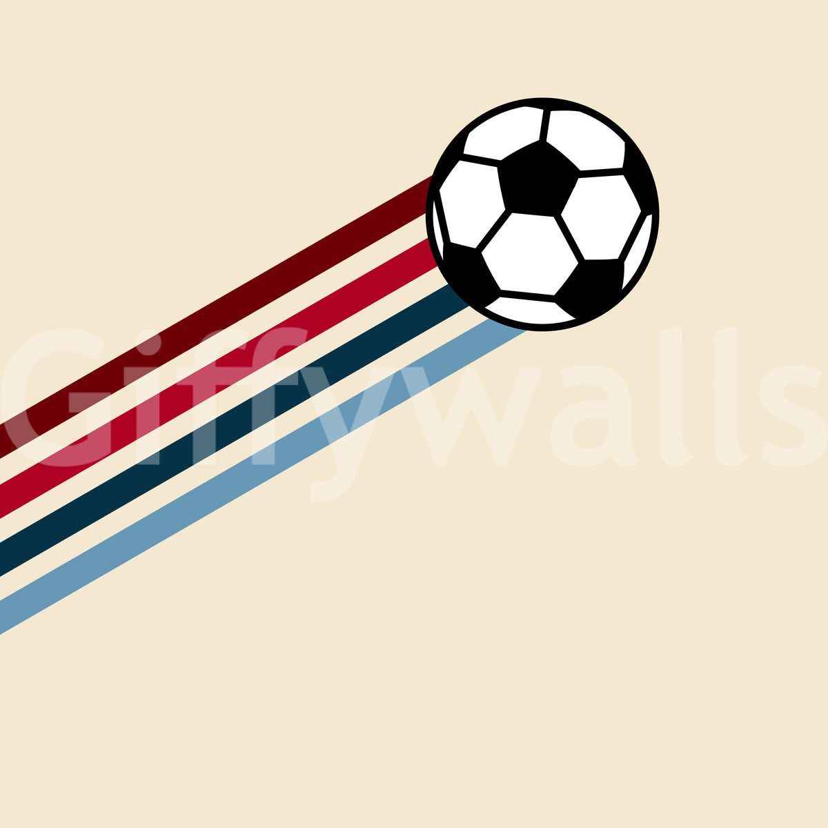 Minimalist Soccer Retro Stripes Wall Mural