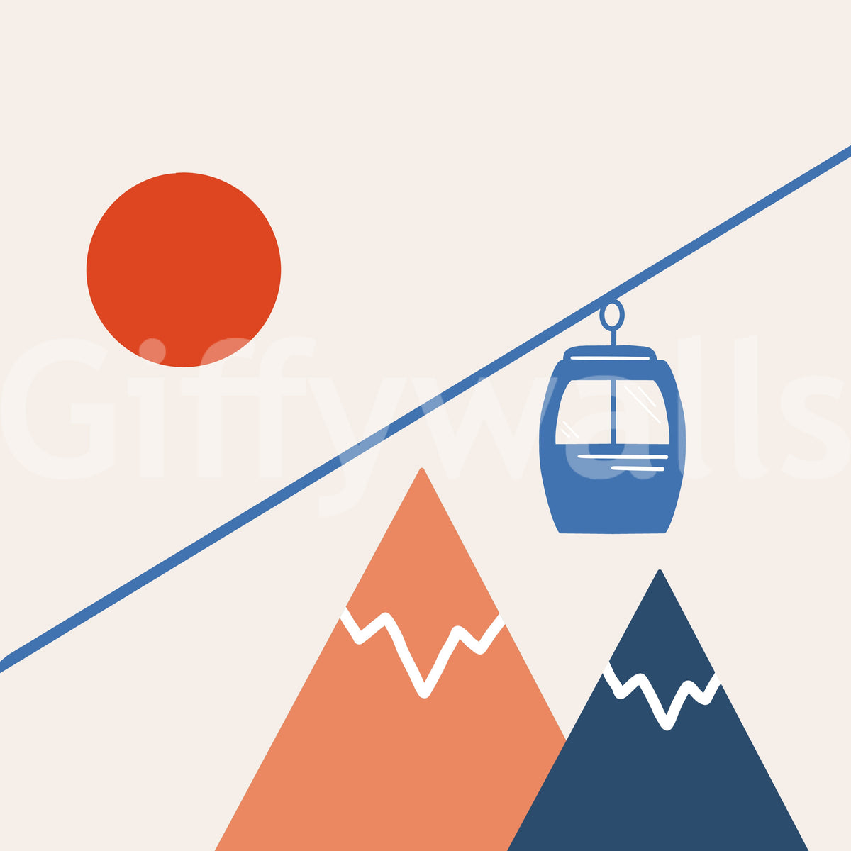Abstract Alpine Adventure Scene Wall Mural