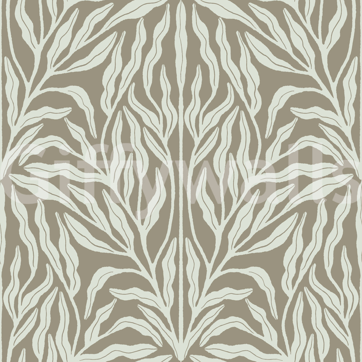 Neutral Botanical Leaf Symmetry Wallpaper⁠