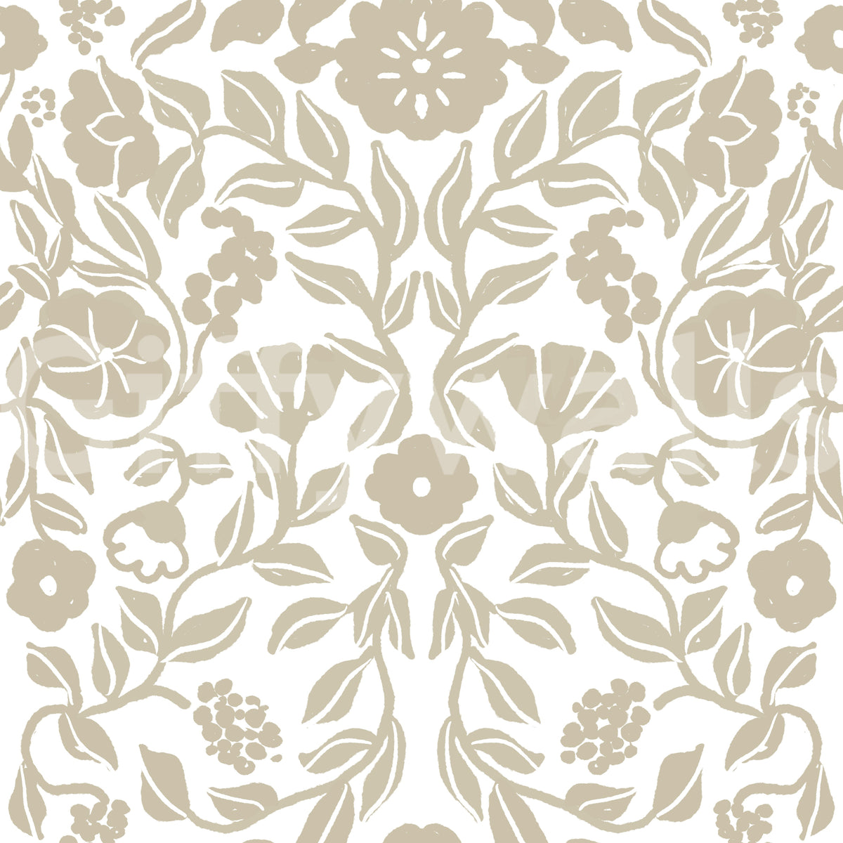 Minimalist Botanical Beige Sketch Wallpaper⁠