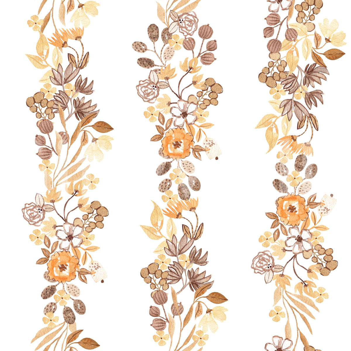 Watercolor Meadow Vertical Sprigs Wallpaper⁠