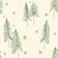 Woodland Pine Trees and Stars Winter Pattern - Green Ginger Wallpaper⁠