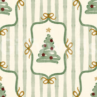 Preppy Christmas Tree Bows Ribbon Stripes - Forest Pine Green Wallpaper⁠
