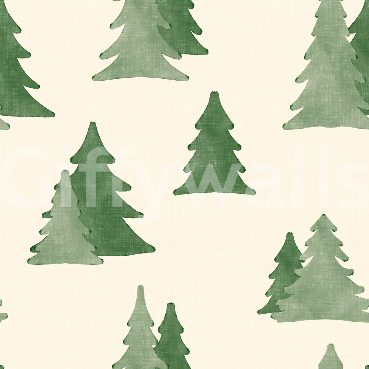 Minimalist Watercolor Winter Pine Forest Trees Pattern Wallpaper⁠