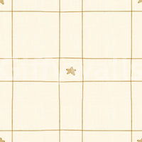 Minimalist Holiday Windowpane Plaid Hand Drawn Stars - Antique Gold Yellow Wallpaper⁠