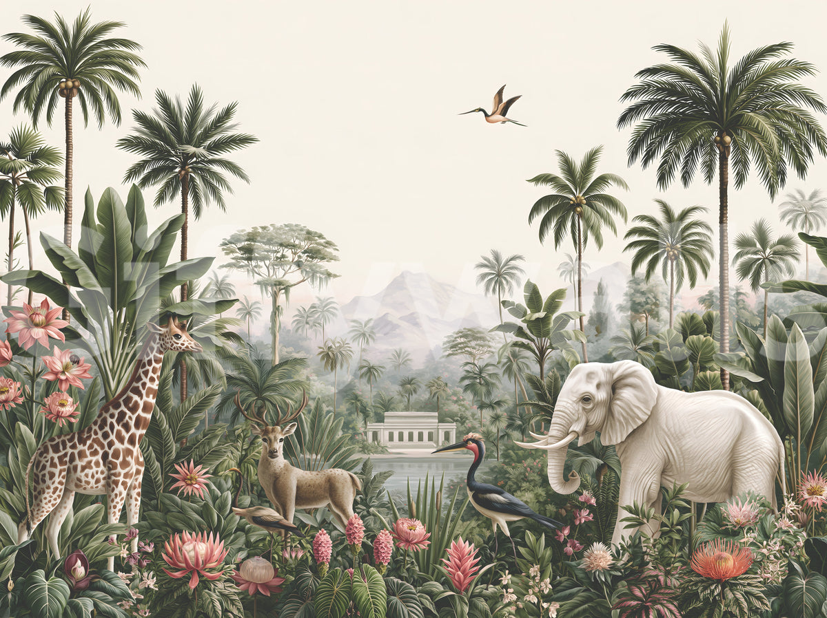 Safari Serenity Tropical Landscape Wall Mural