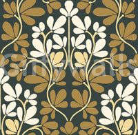 Golden Foliage Symmetry Wall Mural