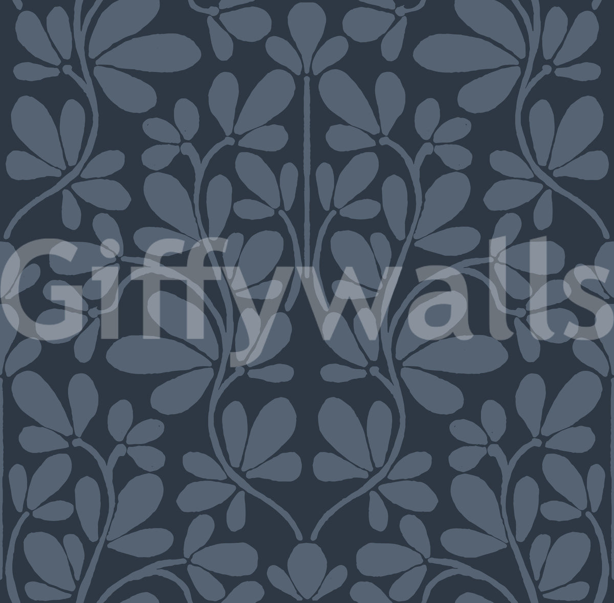 Midnight Botanical Damask Wall Mural
