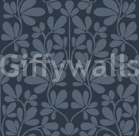 Midnight Navy Botanical Damask Wallpaper⁠