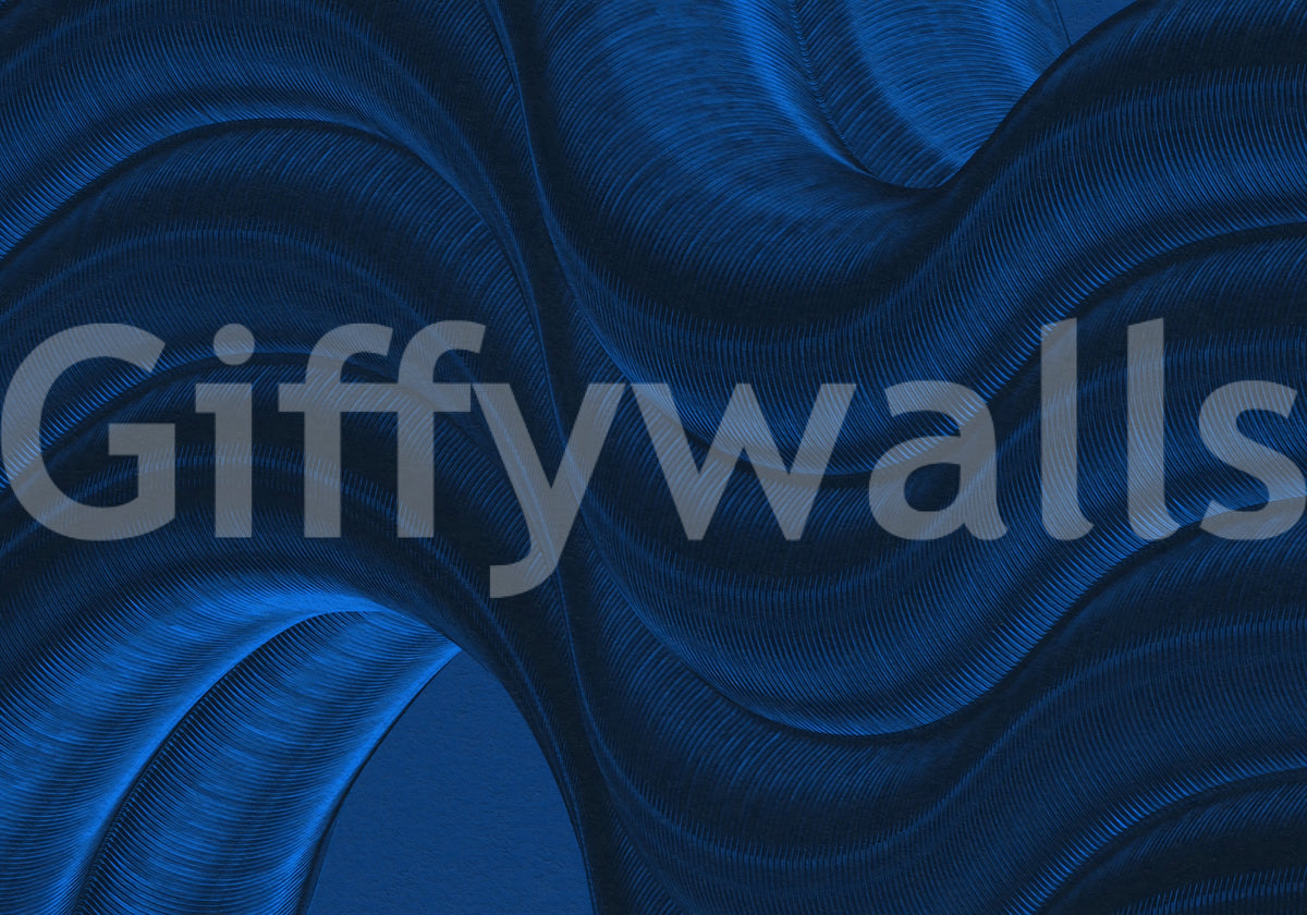 Midnight Navy Fluid Curves Wall Mural
