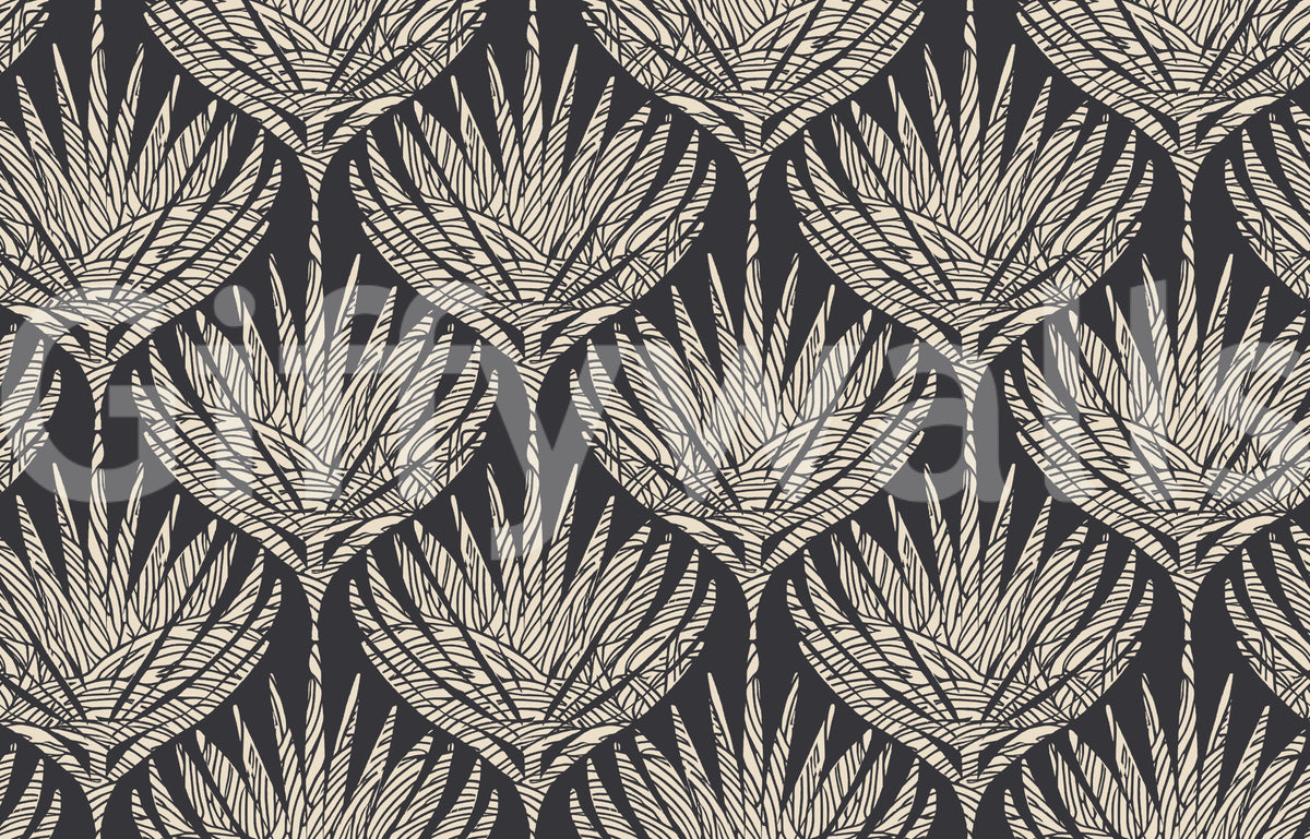 Graphic Fan Botanical Silhouette Wallpaper⁠