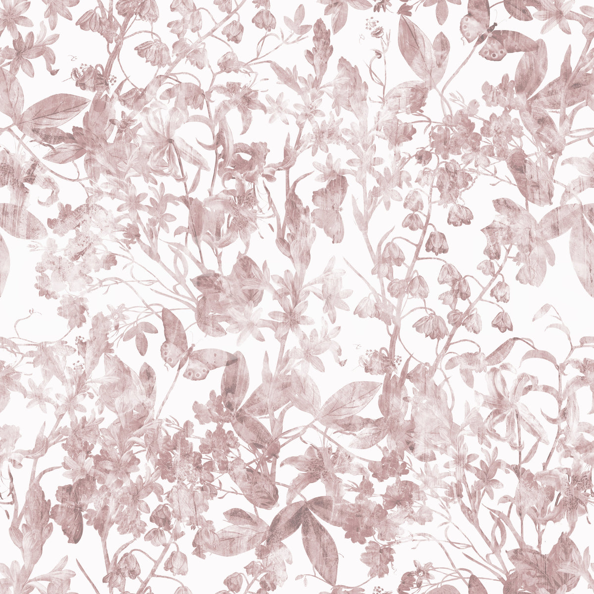 Blush Botanical Meadow Sketch Wallpaper⁠