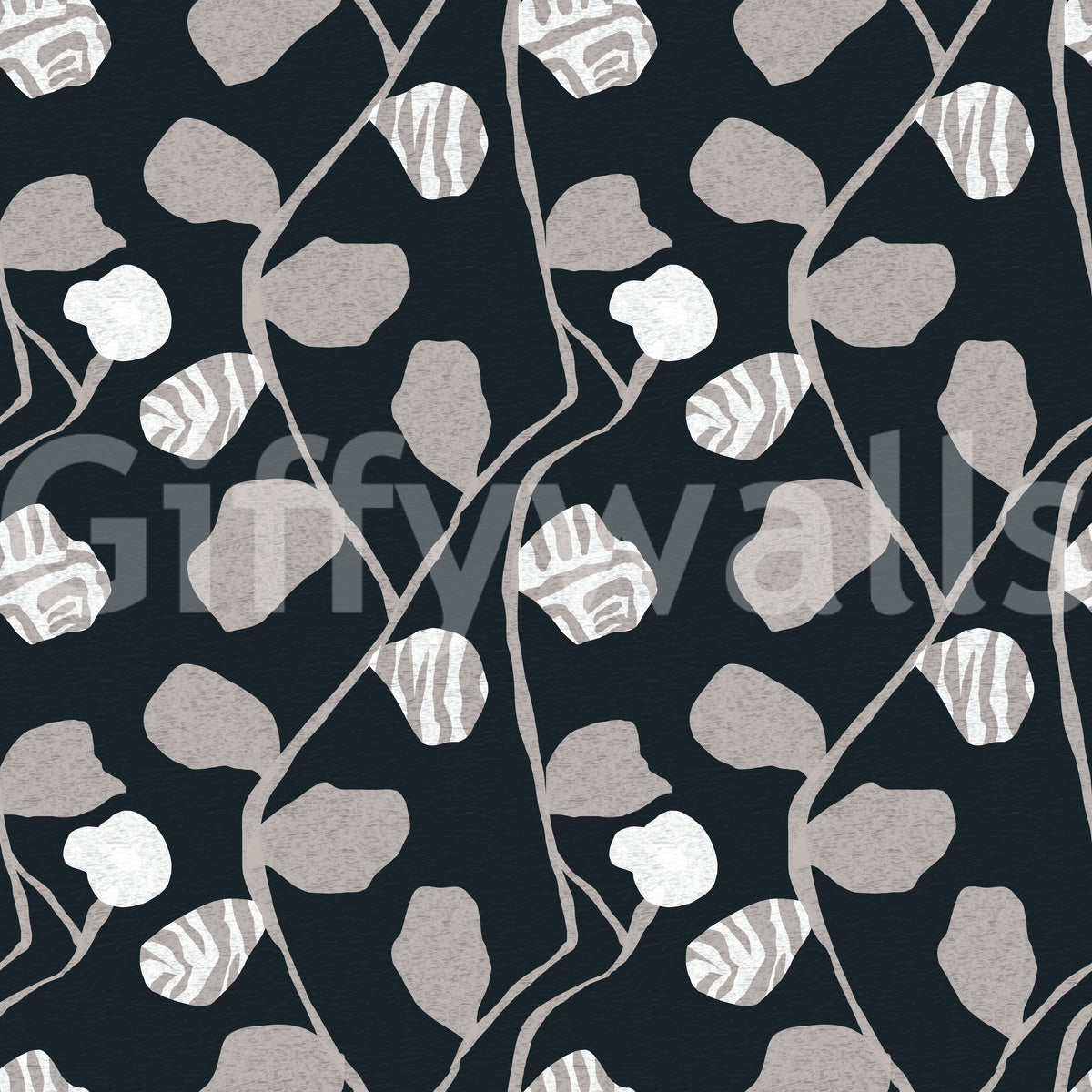 Minimalist Graphite Botanical Weave Wallpaper⁠