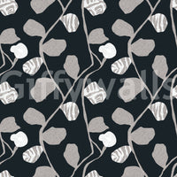 Minimalist Graphite Botanical Weave Wallpaper⁠