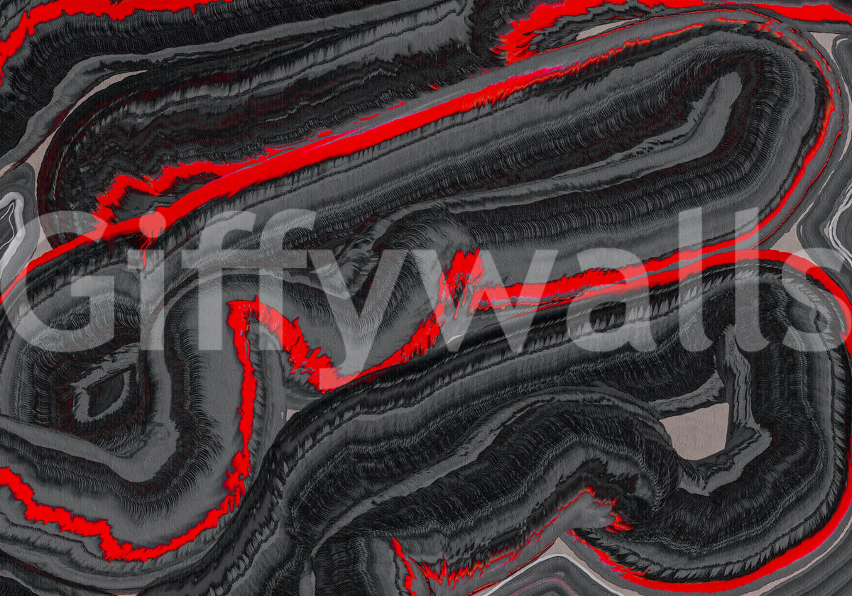 Crimson Graphite Flow Wall Mural