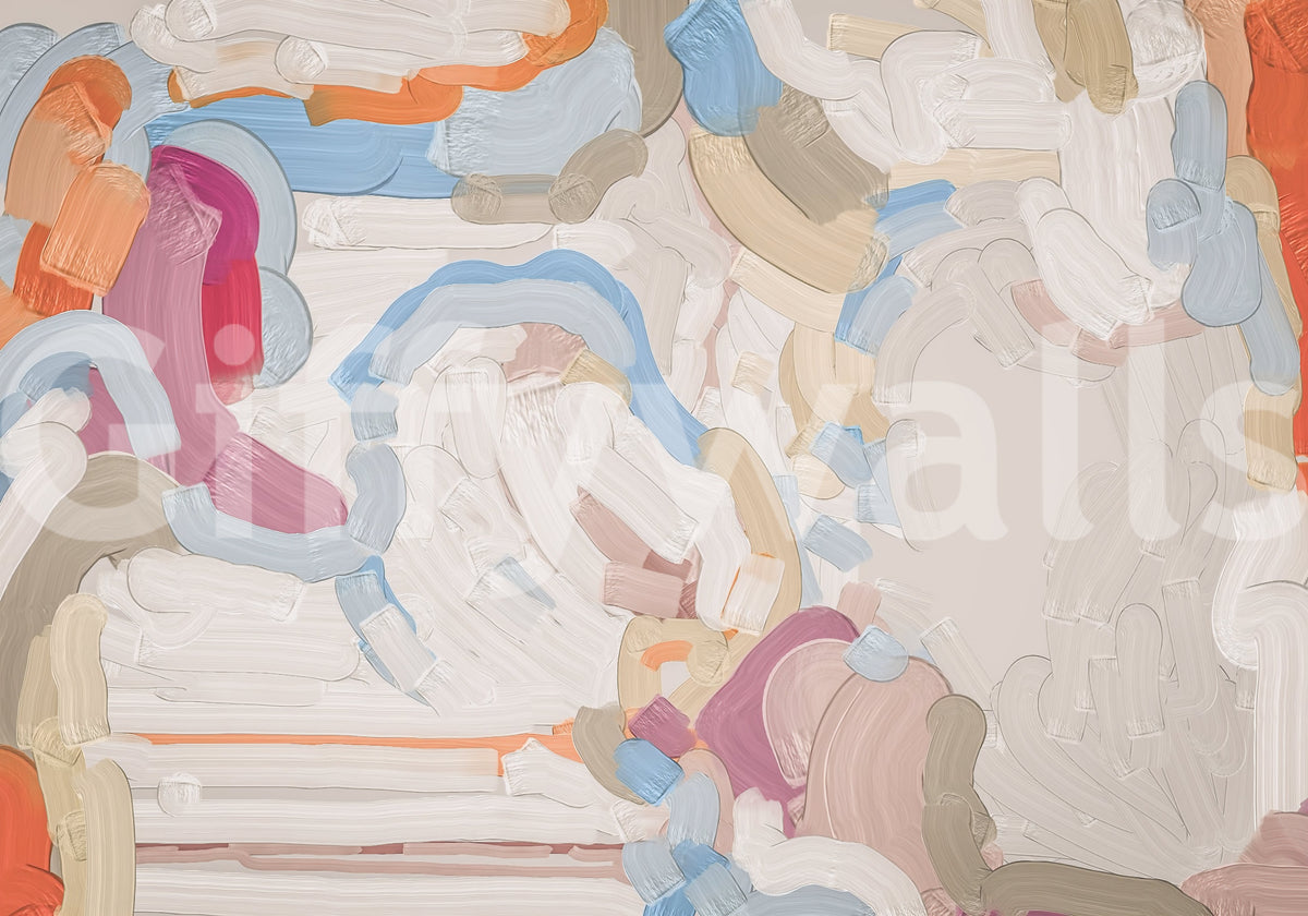 Abstract Painted Strokes in Soft Tones Wall Mural