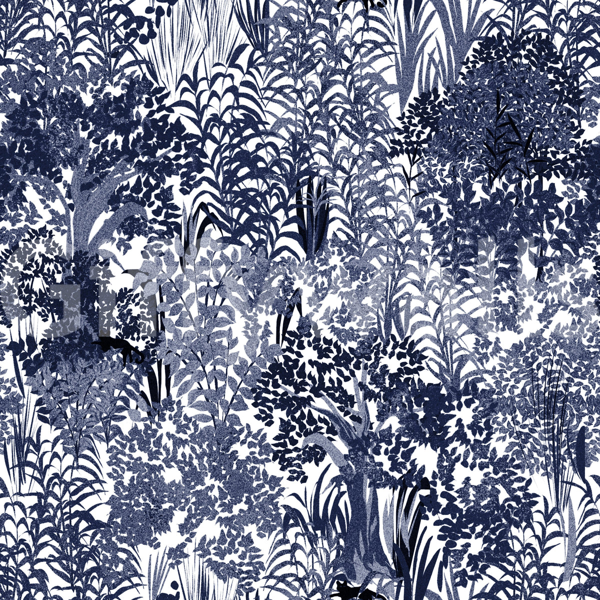 Indigo Jungle Foliage Layering Wallpaper⁠