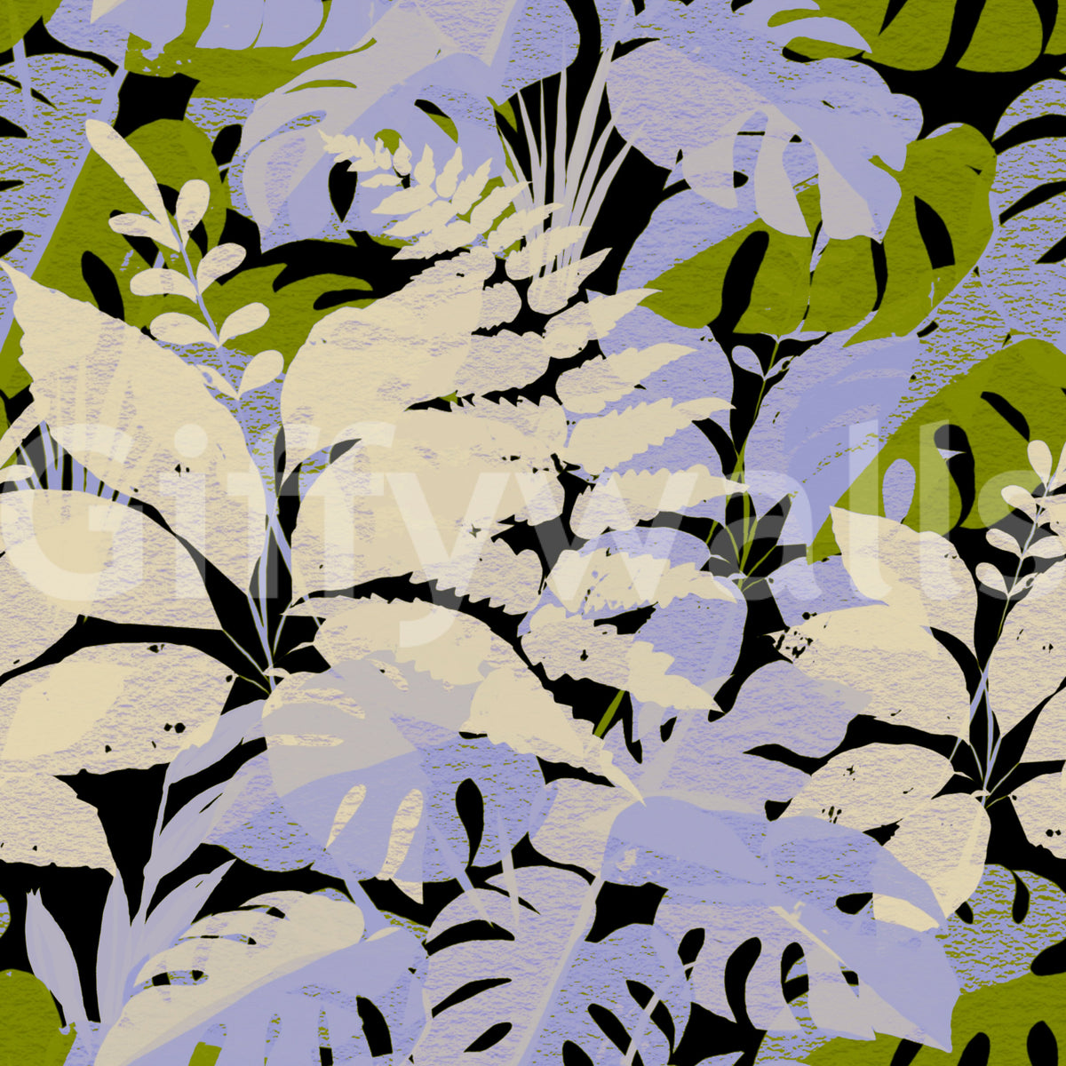 Jungle Foliage Silhouette Print Wallpaper⁠