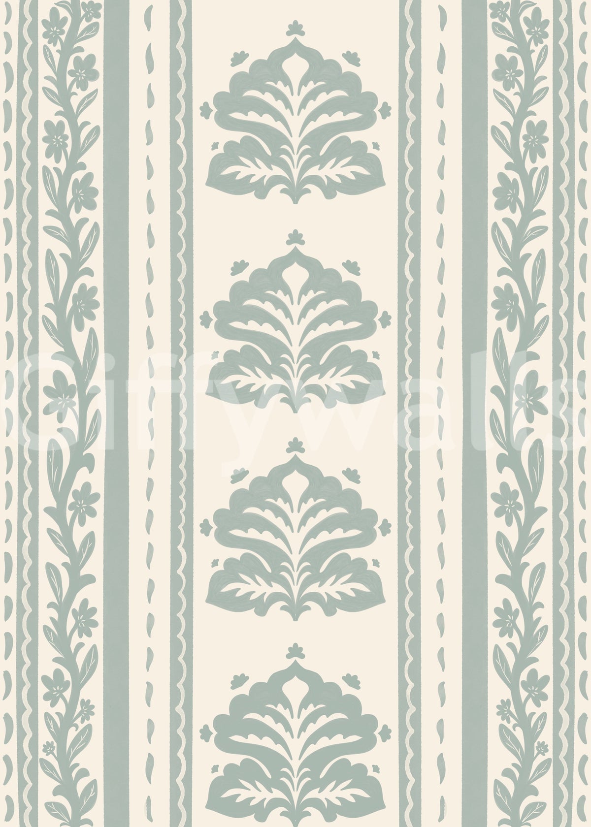 Sage Green Damask Stripe Pattern Wallpaper⁠