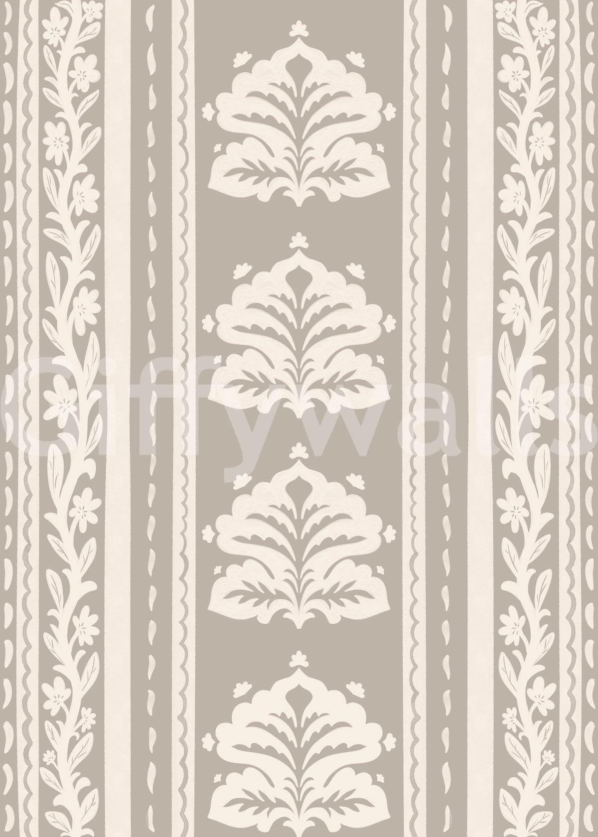 Neutral Heritage Damask Stripe Wallpaper⁠