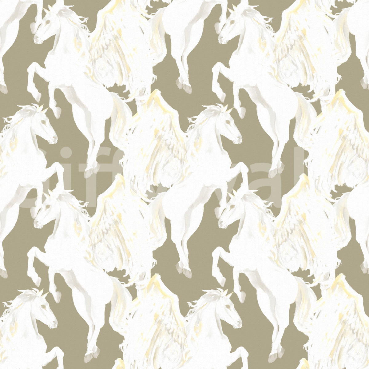 Ethereal Winged Stallions in Soft Sepia Wallpaper⁠