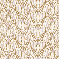 Symmetrical Ochre and Cream Foliage Wallpaper⁠