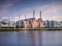 Industrial Riverside Sunset Scene Wall Mural