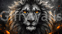 Black Lion Face Wall Mural