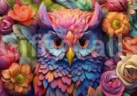 Vibrant Floral Owl Portrait Wall Mural
