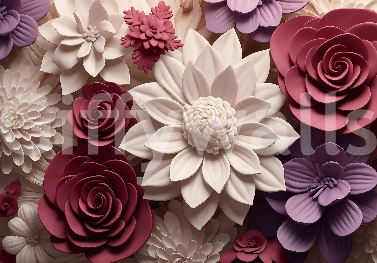 3d  Floral Blooms Wall Mural