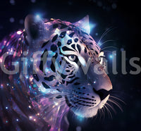 Neon Leopard Cosmic Encounter Wall Mural