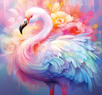 Ethereal Flamingo Amidst Pastel Florals Wall Mural
