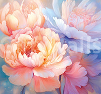 Dreamy Peony Floral Illustration Wall Mural