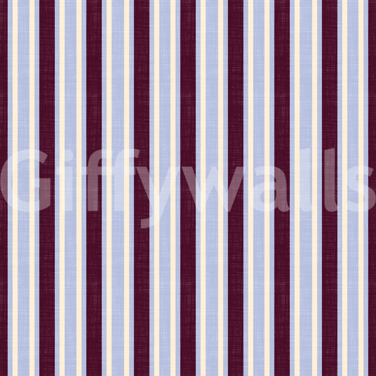 Ivy League Faux Linen Vertical Stripes - Burgundy Lilac And Cream Wallpaper⁠